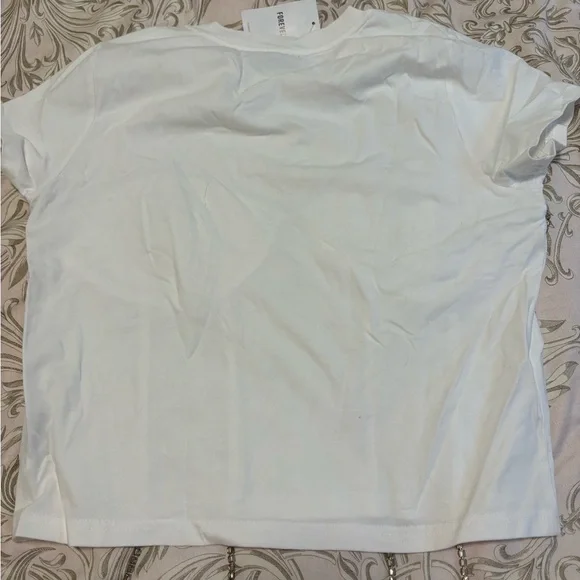 NWT Forever 21 White T-Shirt with Rhinestone Bustier Detail (Size XL) - Picture 5 of 5